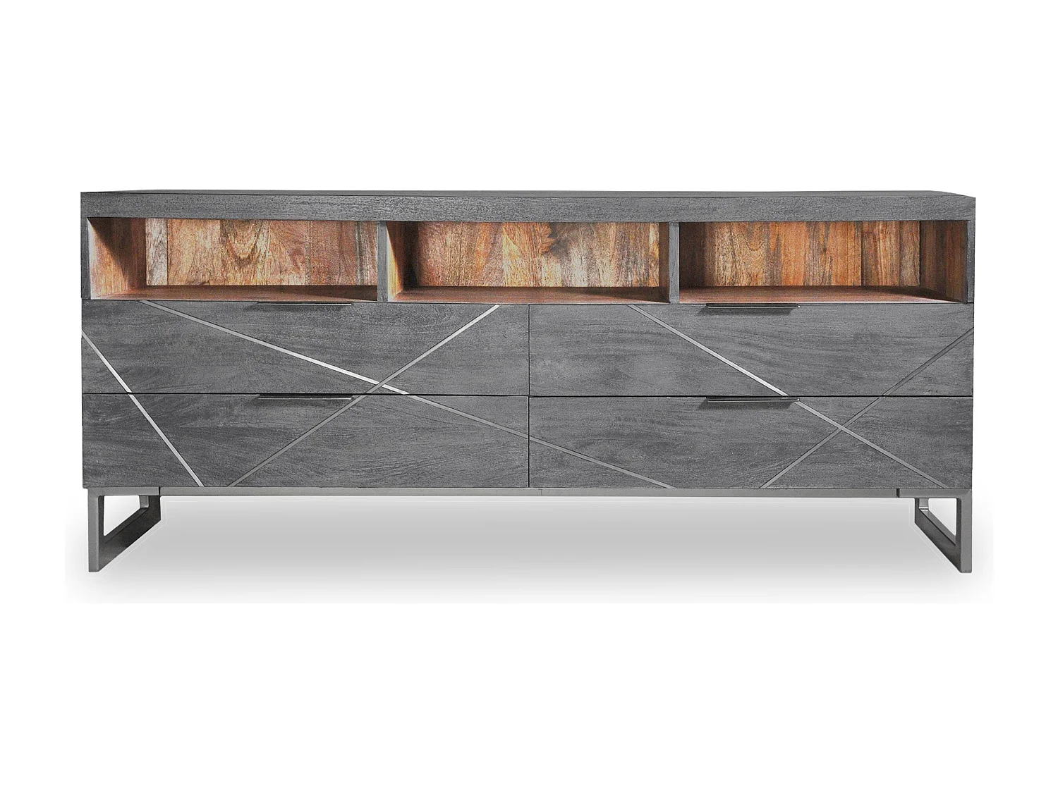 Meuble TV Design en Bois "Paso" 150cm Gris