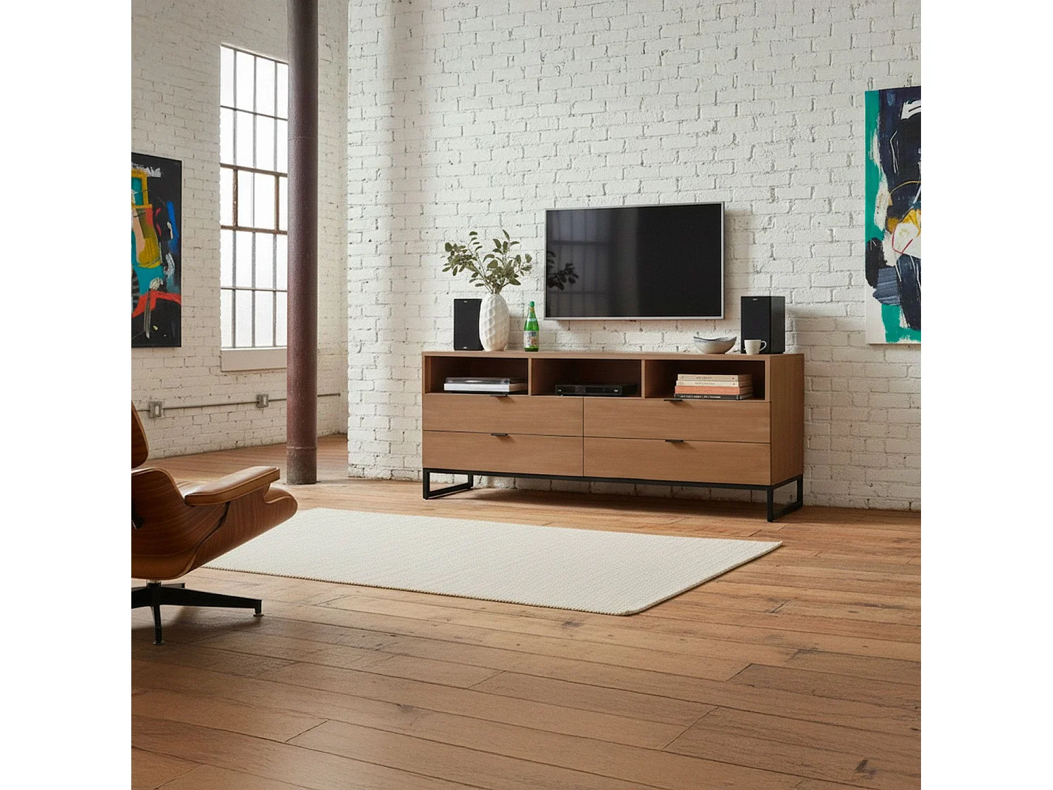 Meuble TV Design Design "Bolta" 150cm Naturel