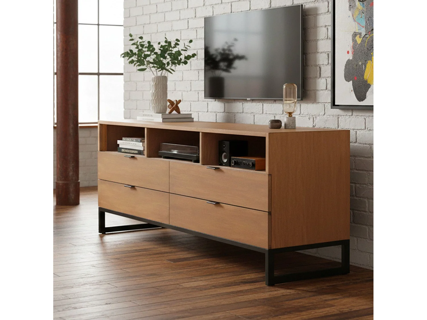 Meuble TV Design Design "Bolta" 150cm Naturel