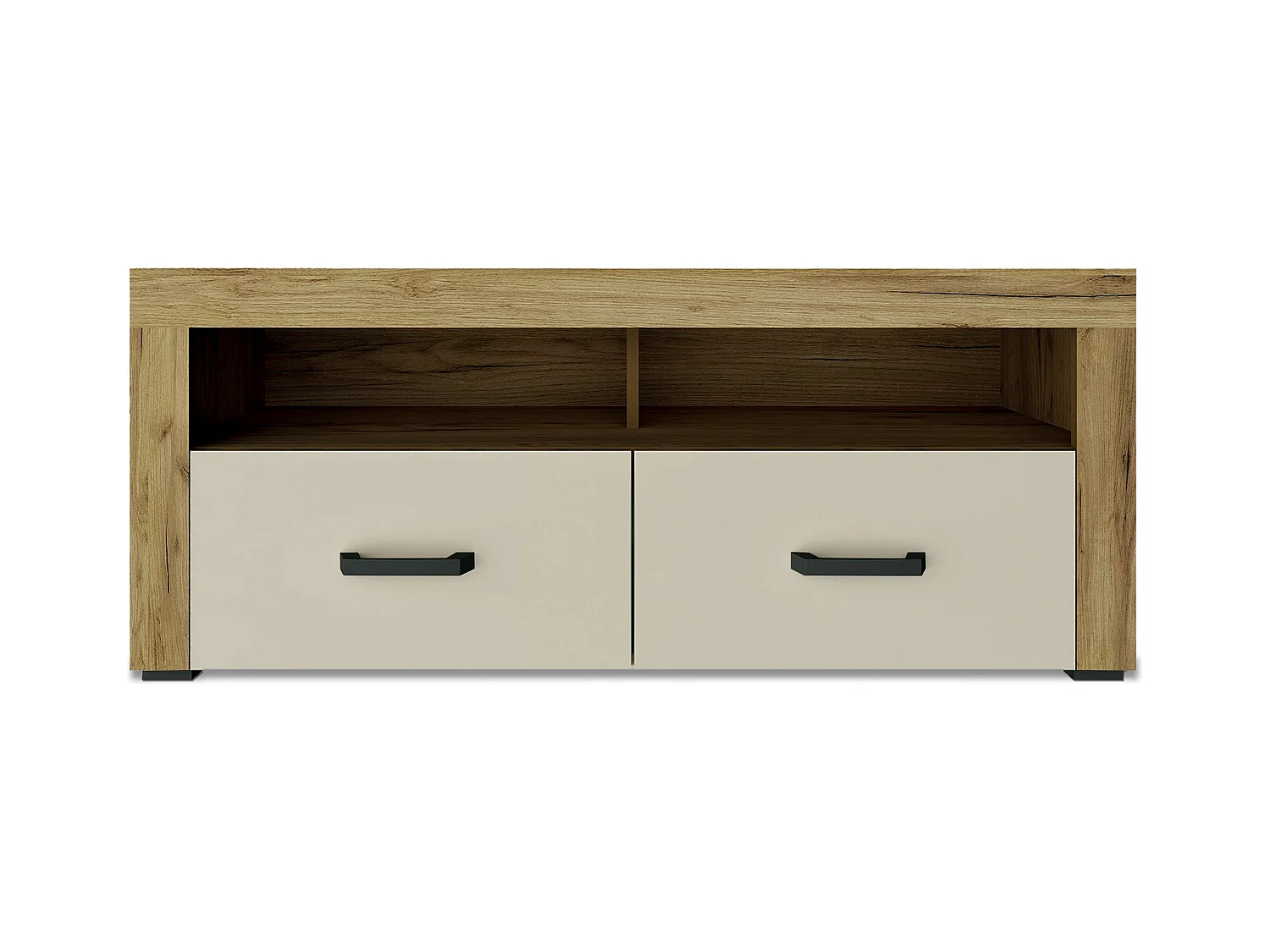 Meuble TV 2 Tiroirs "Varoy" 120cm Chêne Clair