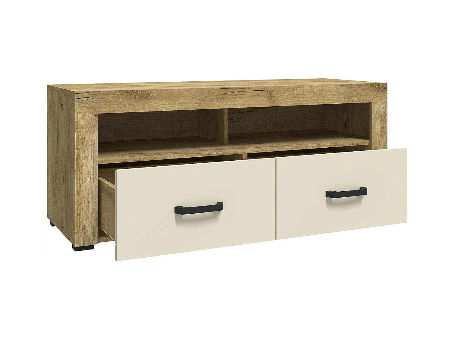 Meuble TV 2 Tiroirs "Varoy" 120cm Chêne Clair