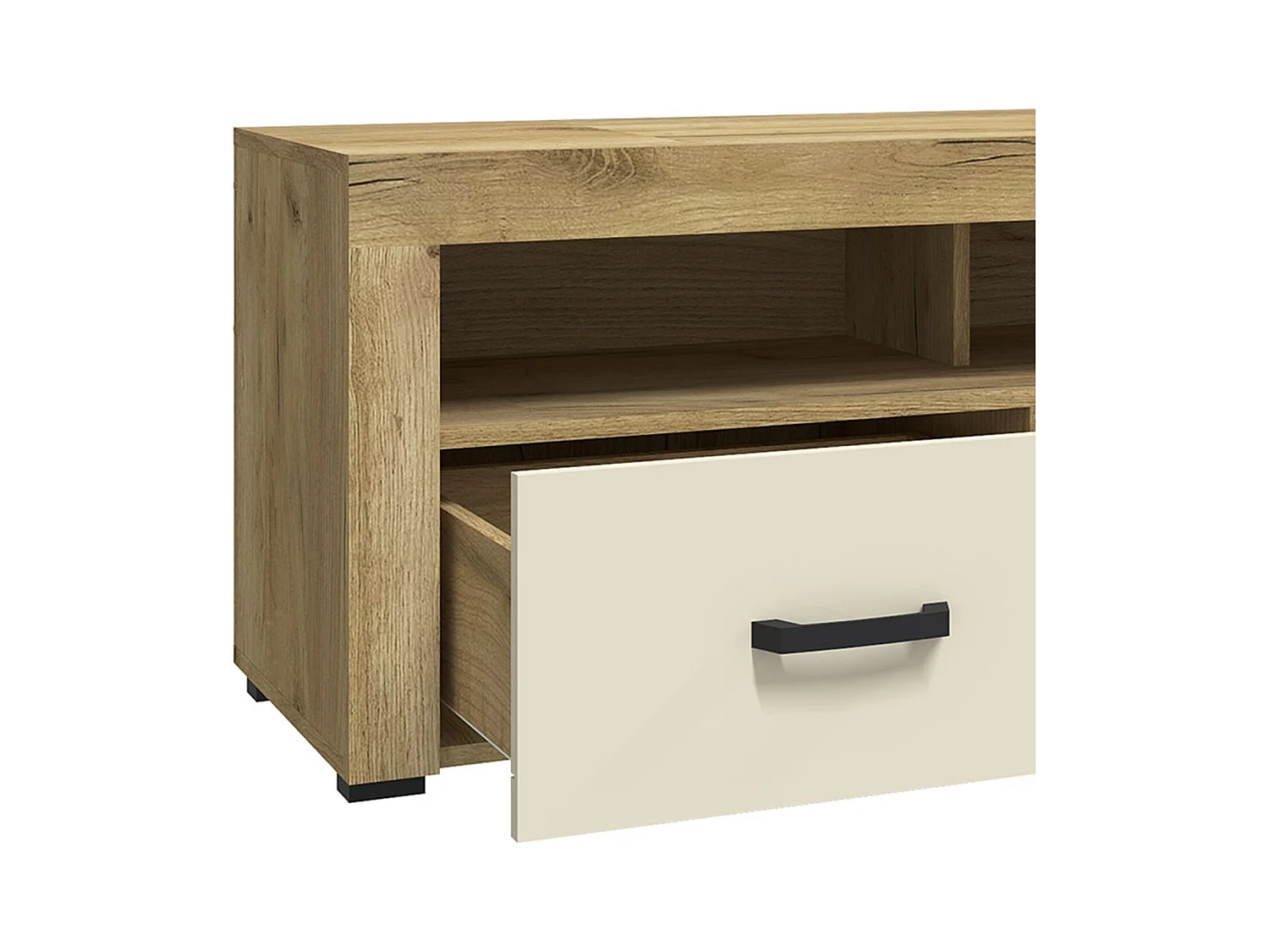 Meuble TV 2 Tiroirs "Varoy" 120cm Chêne Clair