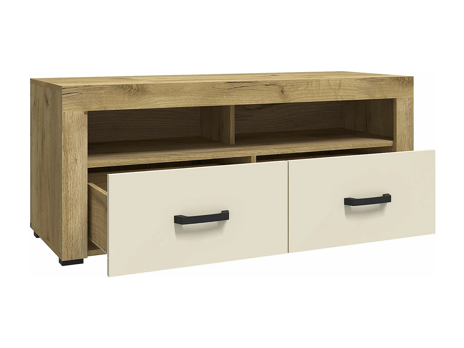 Meuble TV 2 Tiroirs "Varoy" 120cm Chêne Clair