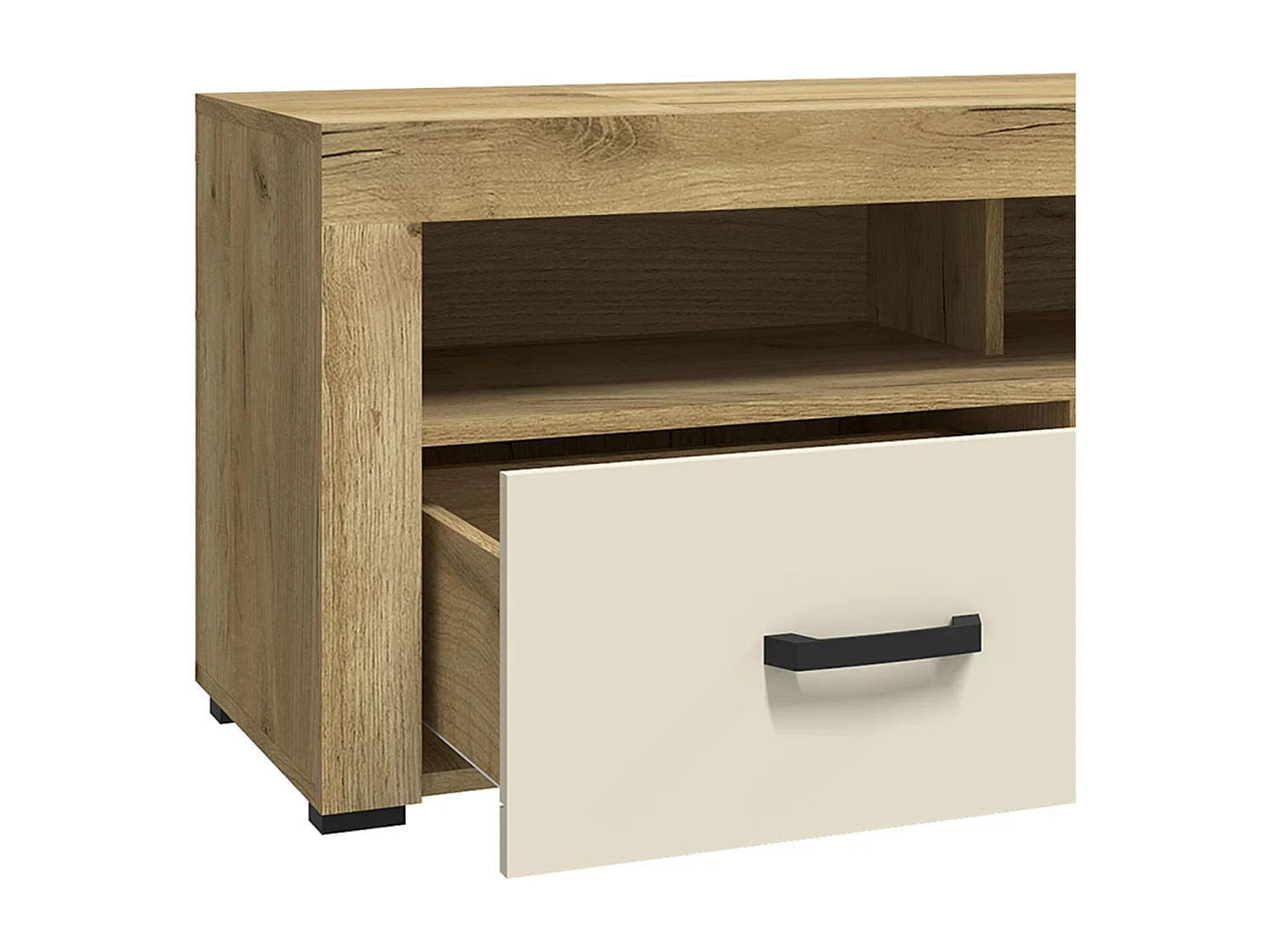 Meuble TV 2 Tiroirs "Varoy" 120cm Chêne Clair