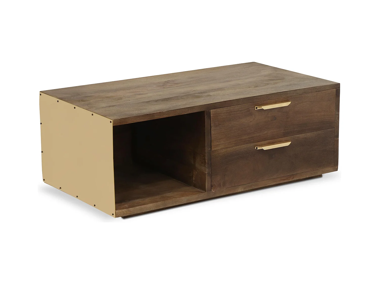 Table Basse Design "Firmin" 110m Marron & Or