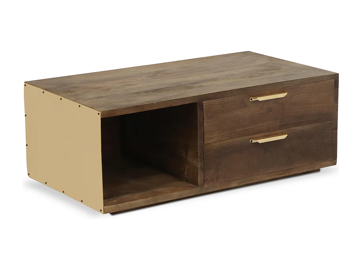 Table Basse Design "Firmin" 110m Marron & Or