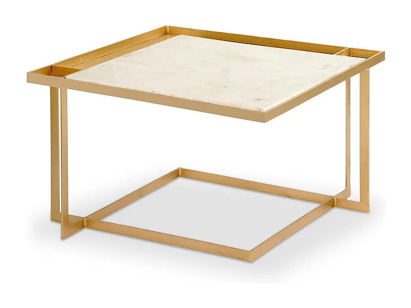 Table Basse en Marbre Design "Tocade" 66cm Or