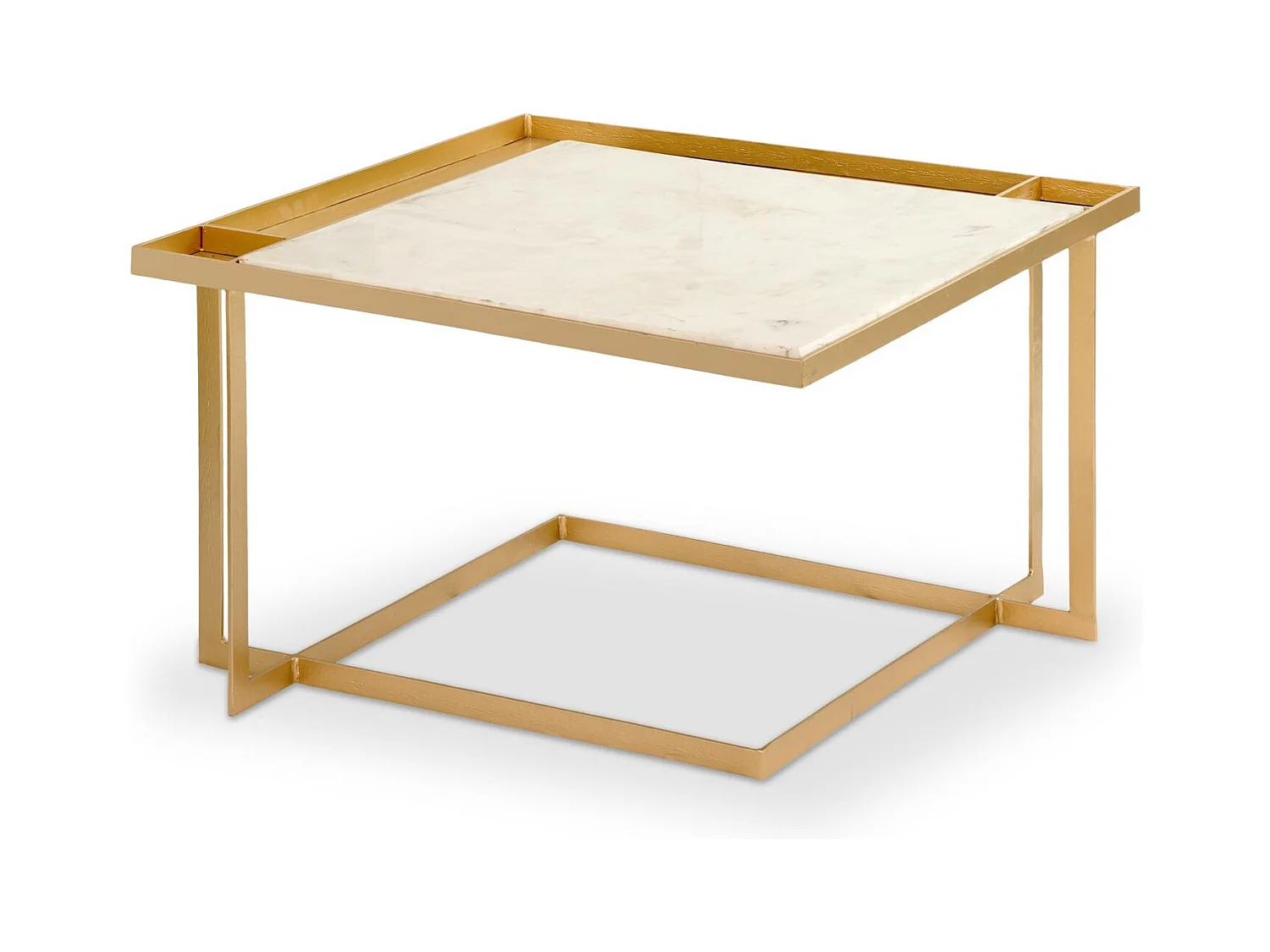 Tavolino quadrato Tocade Marmo Metallo dorato