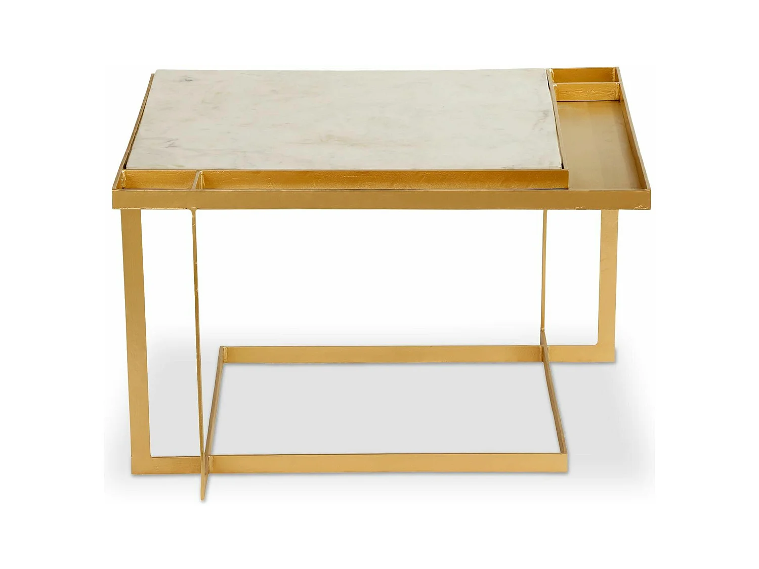 Tavolino quadrato Tocade Marmo Metallo dorato
