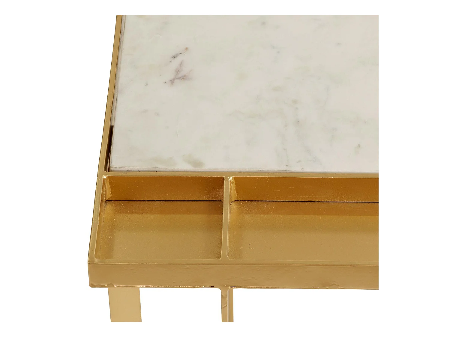 Tavolino quadrato Tocade Marmo Metallo dorato