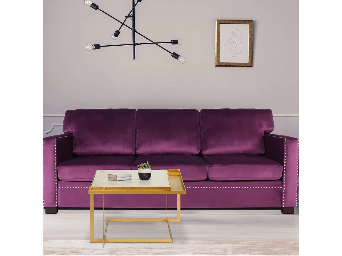 Table Basse en Marbre Design "Tocade" 66cm Or