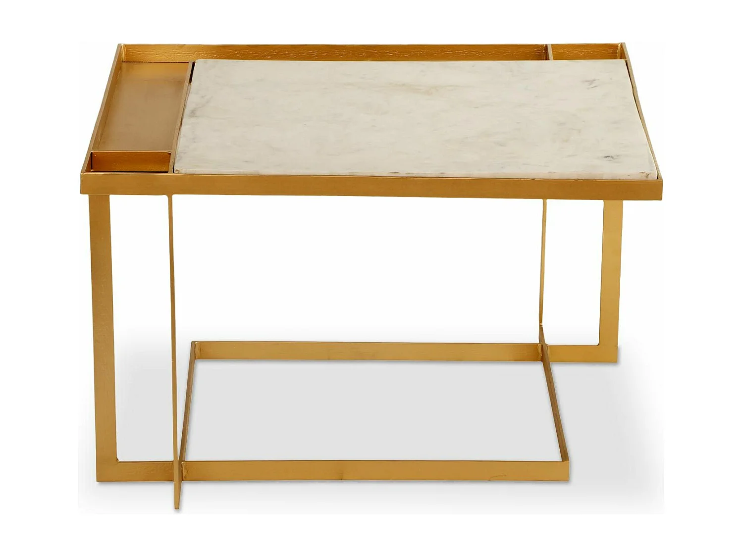 Table Basse en Marbre Design "Tocade" 66cm Or