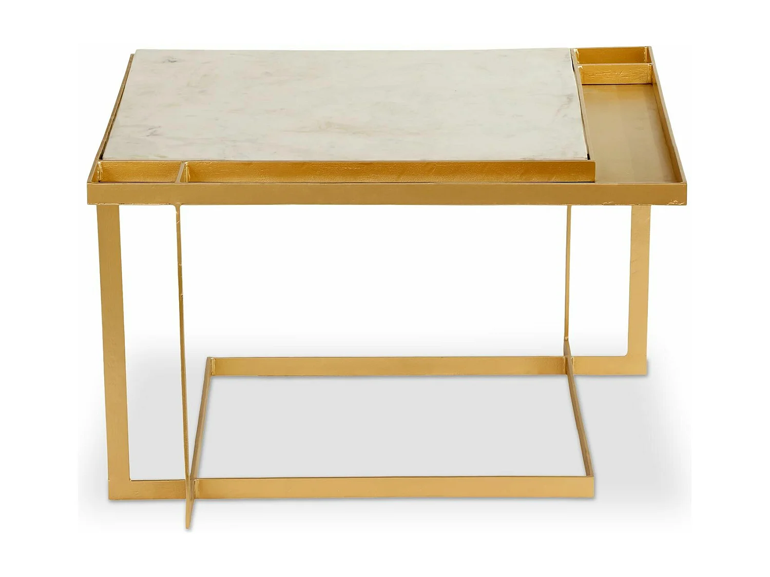 Table Basse en Marbre Design "Tocade" 66cm Or