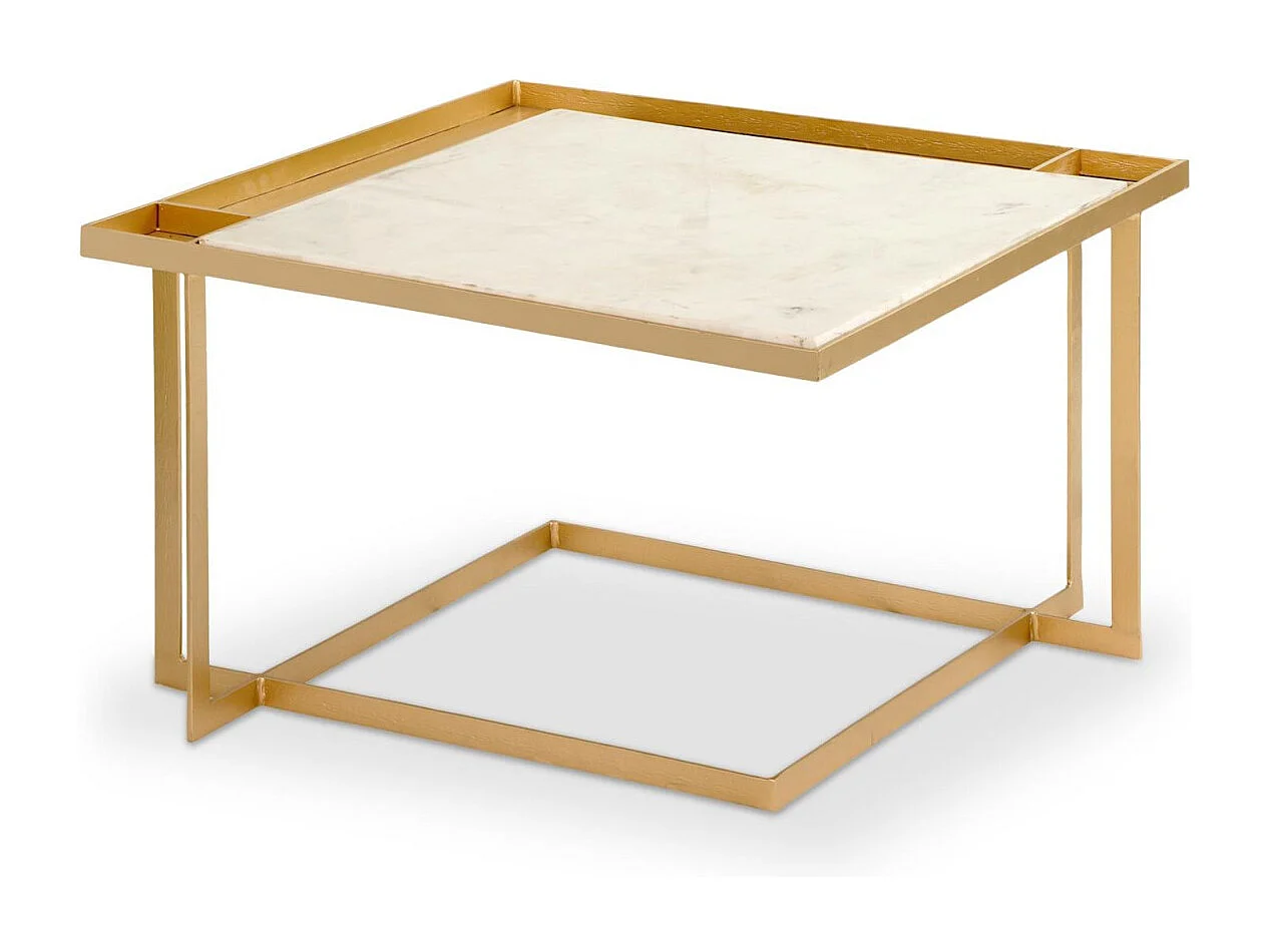 Table Basse en Marbre Design "Tocade" 66cm Or