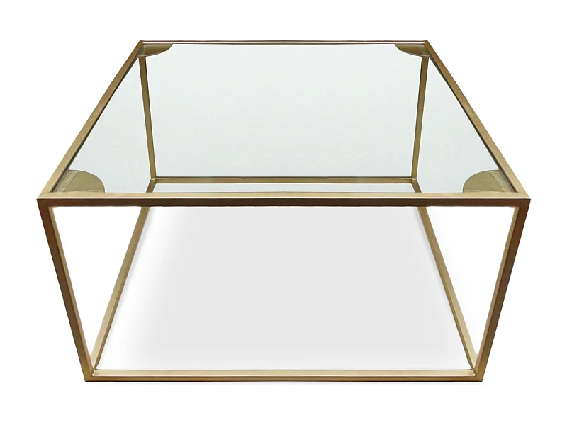 Table Basse en Verre Design "Rivel" 66cm Or