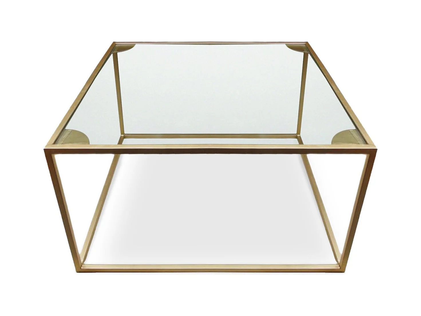 Table Basse en Verre Design "Rivel" 66cm Or