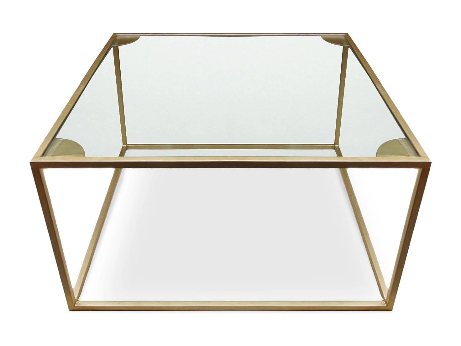 Table Basse en Verre Design "Rivel" 66cm Or
