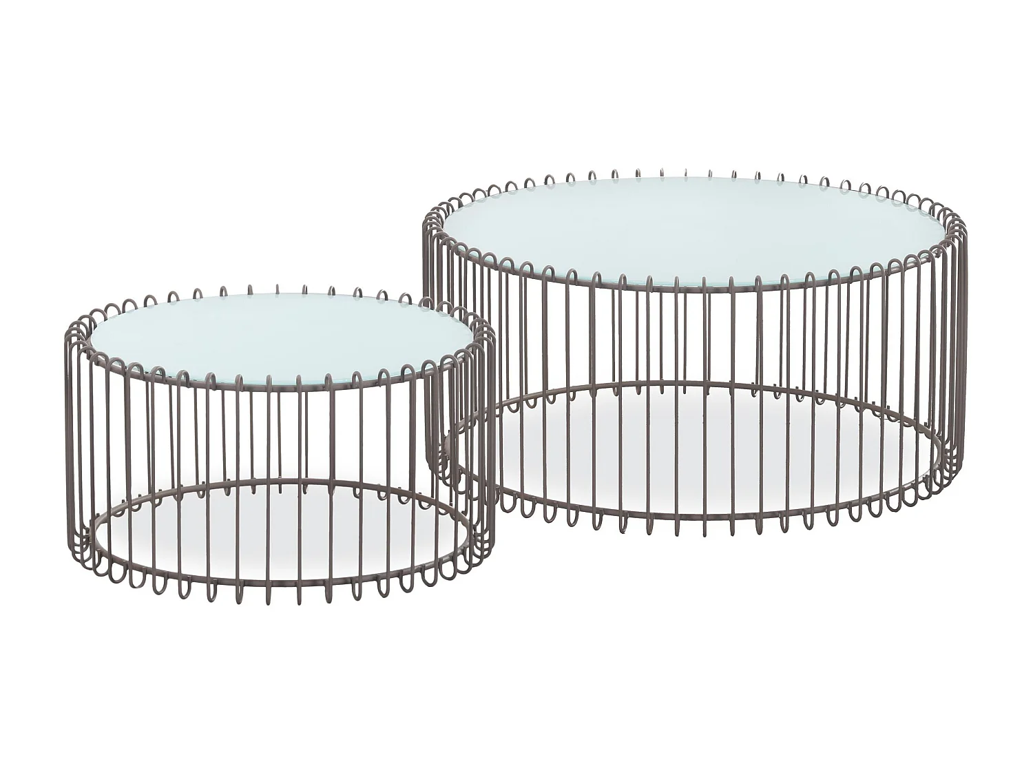 Lot 2 Tables Basses "Universe" 85cm Blanc & Taupe