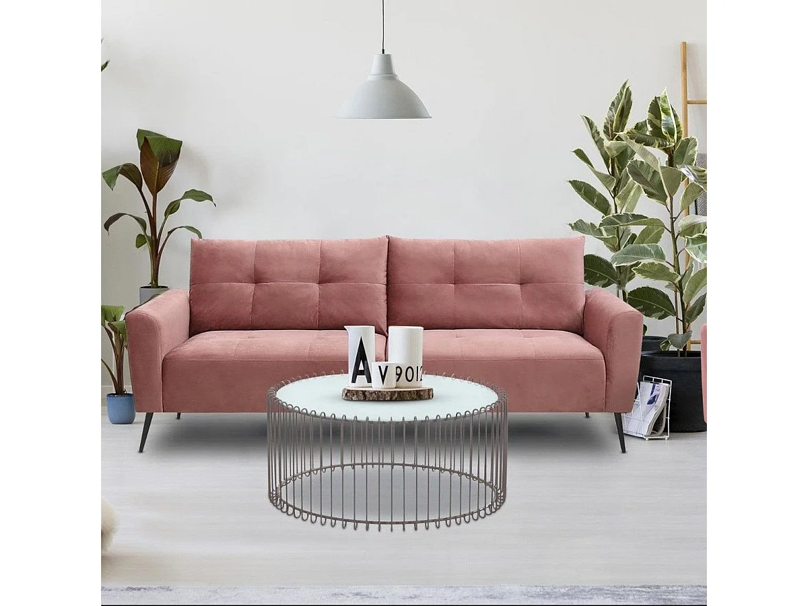 Lot 2 Tables Basses "Universe" 85cm Blanc & Taupe