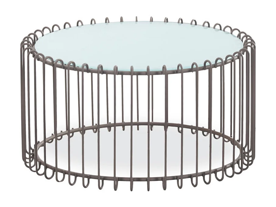 Lot 2 Tables Basses "Universe" 85cm Blanc & Taupe