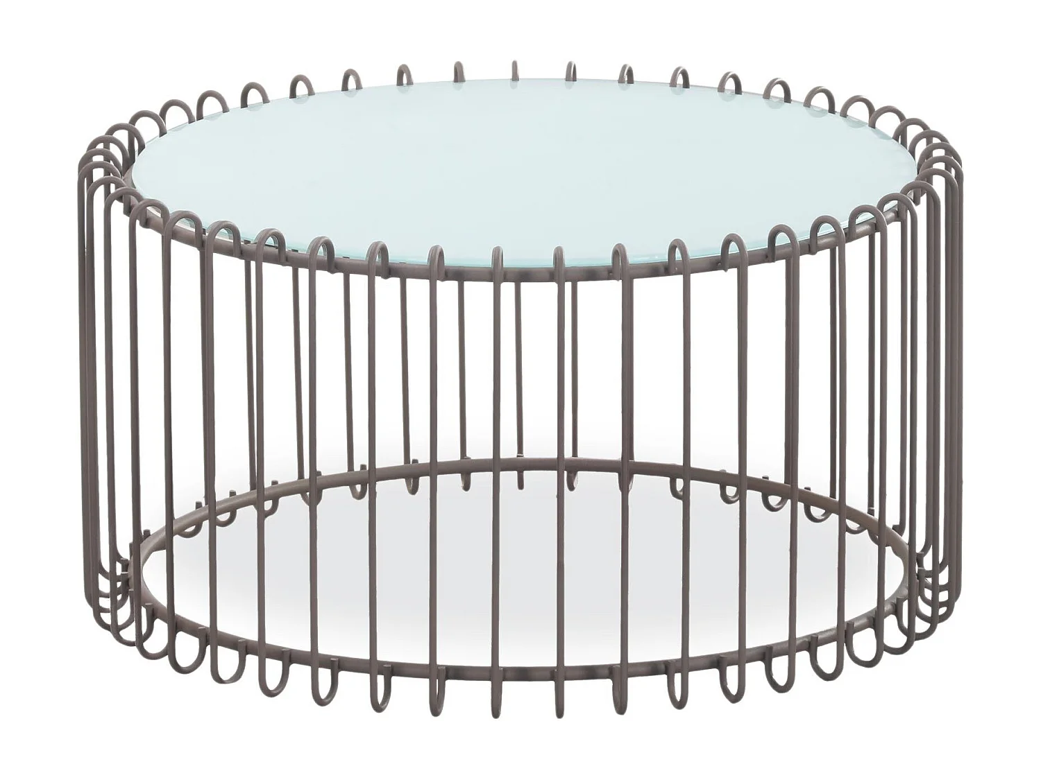 Lot 2 Tables Basses "Universe" 85cm Blanc & Taupe