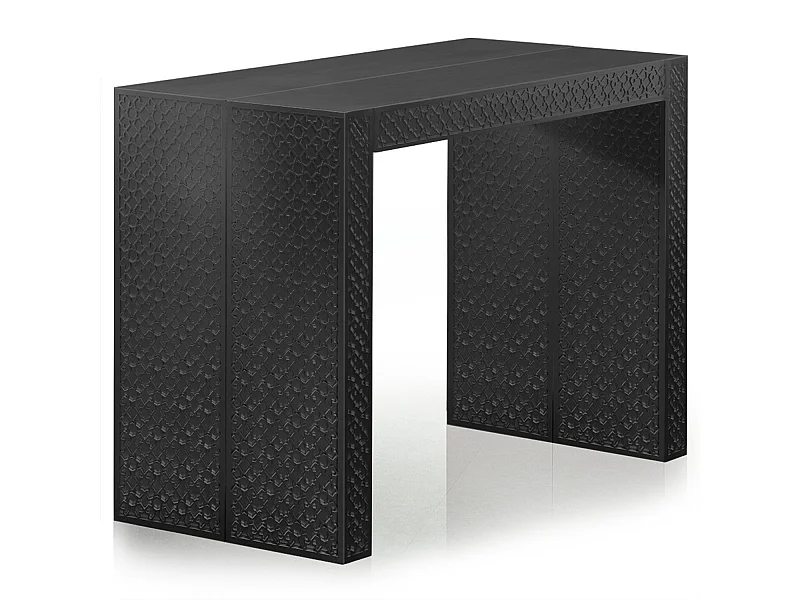 Table console extensible 200cm moulures orientales Nassau Morocco Noir mat