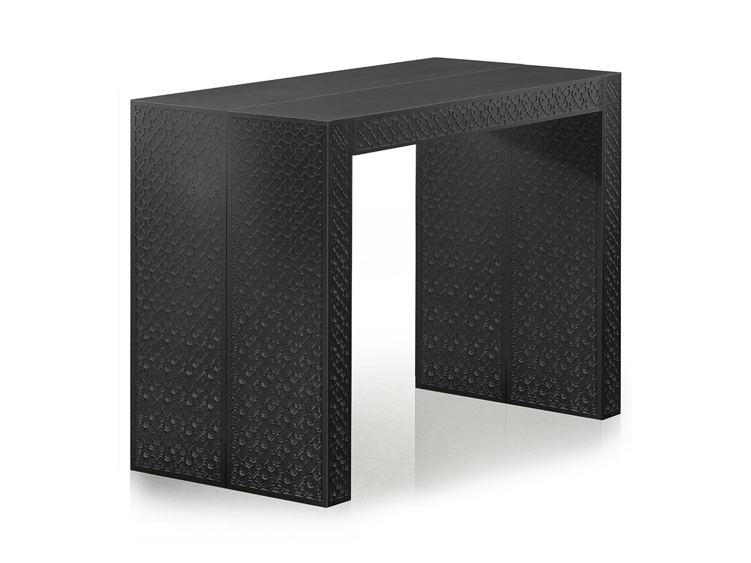 Table console extensible 200cm moulures orientales Nassau Morocco Noir mat