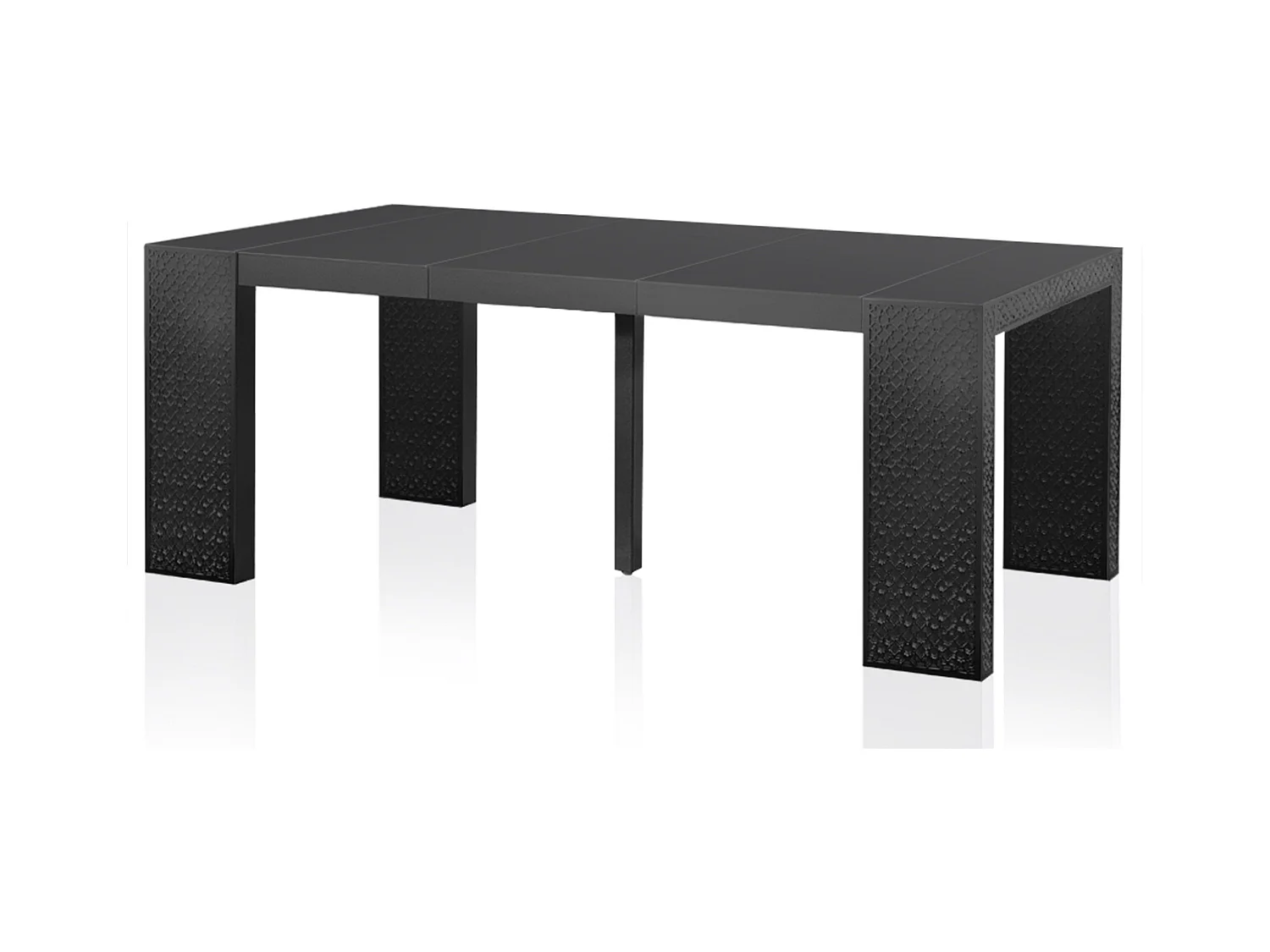 Table console extensible 200cm moulures orientales Nassau Morocco Noir mat