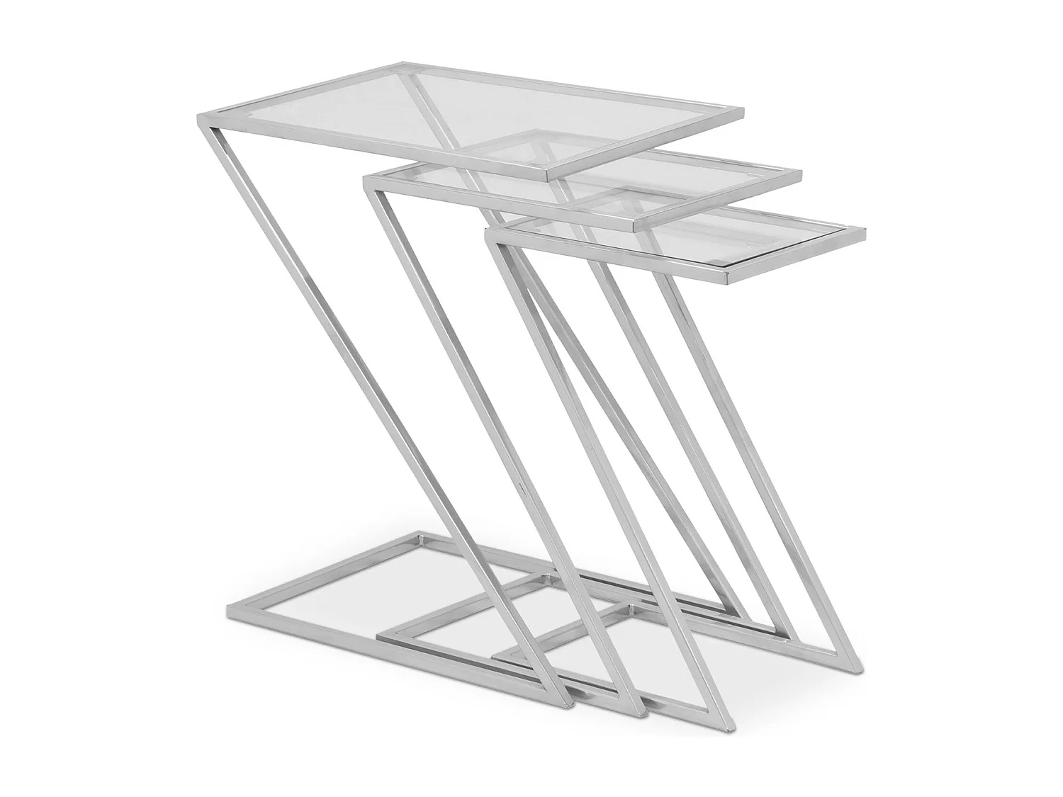 Lot de 3 Tables Basses Design "Evao" 60cm Argent