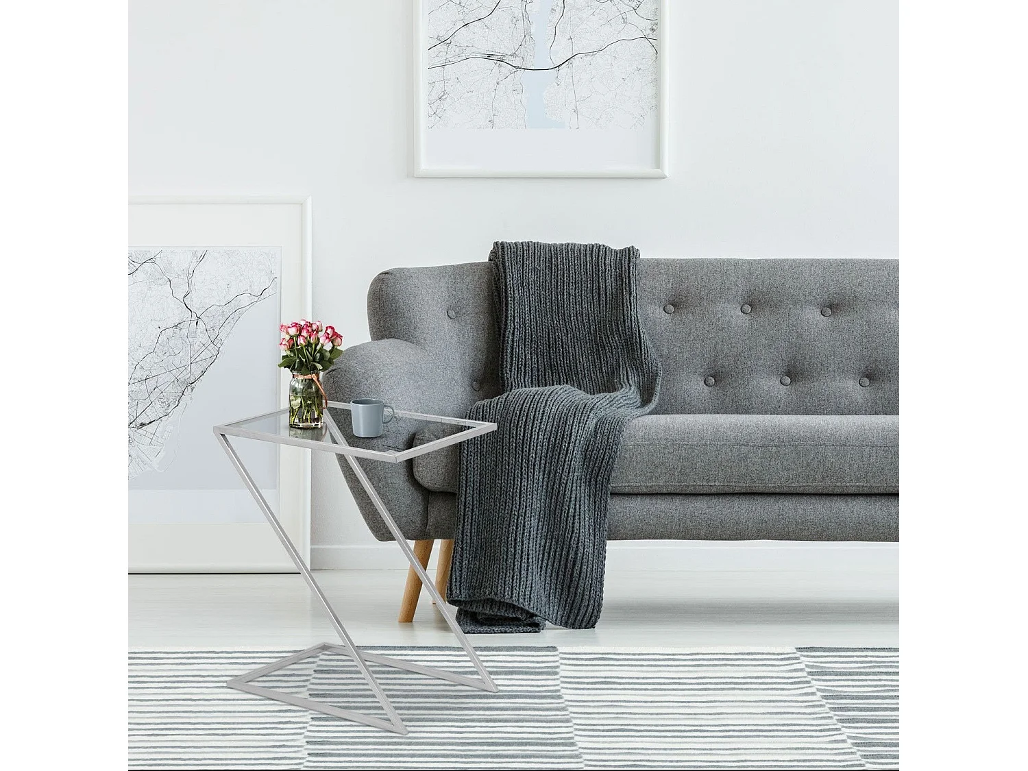 Lot de 3 Tables Basses Design "Evao" 60cm Argent