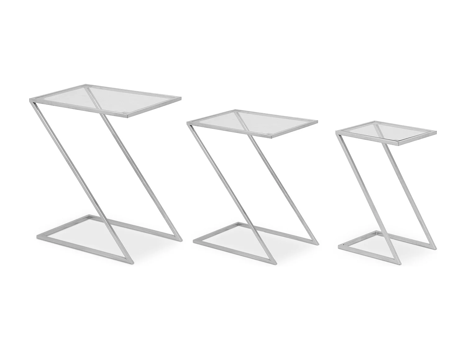 Lot de 3 Tables Basses Design "Evao" 60cm Argent