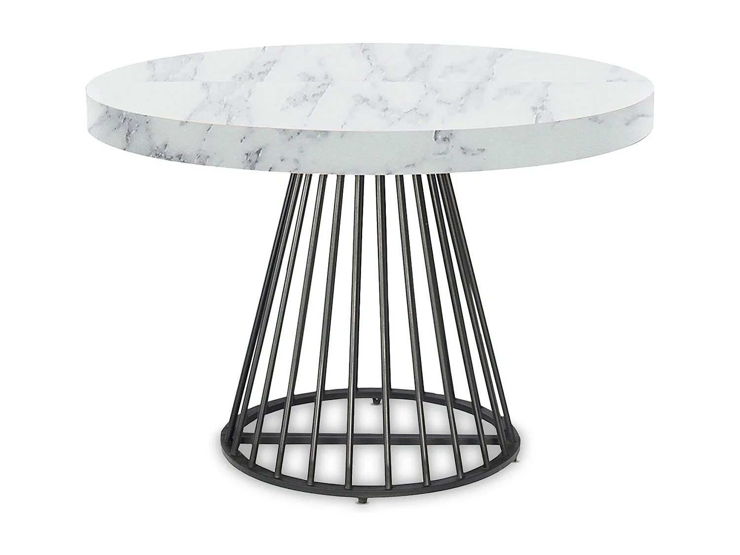 Table ronde extensible Grivery Effet marbre Blanc et pieds Noir