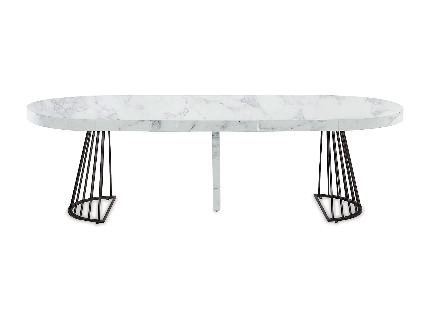 Table ronde extensible Grivery Effet marbre Blanc et pieds Noir