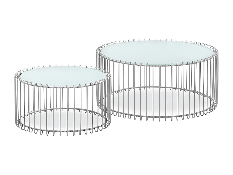 Lot 2 Tables Basses "Universe" 85cm Blanc & Gris