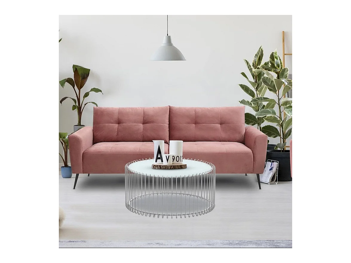 Set di 2 tavolini universo in vetro bianco e metallo grigio