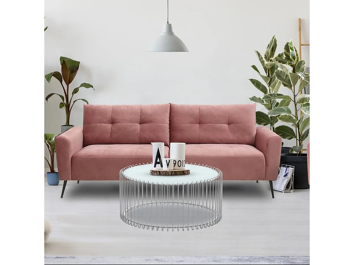 Juego de 2 mesas de centro Universe Cristal blanco y metal gris