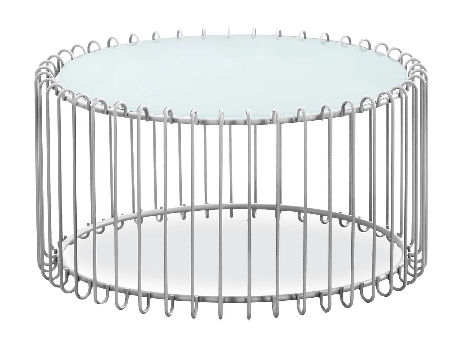 Lot 2 Tables Basses "Universe" 85cm Blanc & Gris