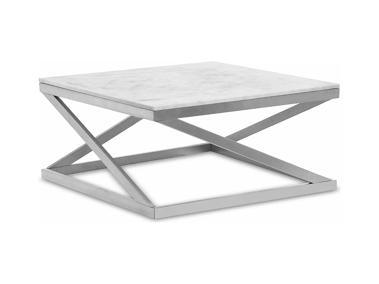 Table basse Paliano Marbre Blanc et pieds Argent