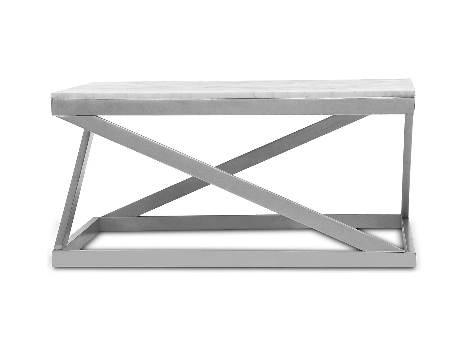 Table basse Paliano Marbre Blanc et pieds Argent