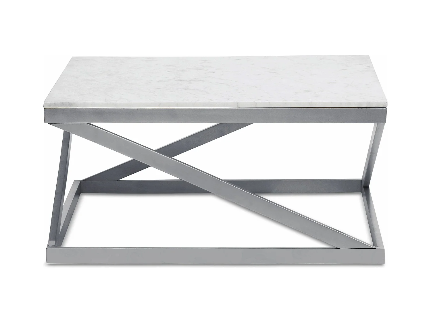 Table basse Paliano Marbre Blanc et pieds Argent