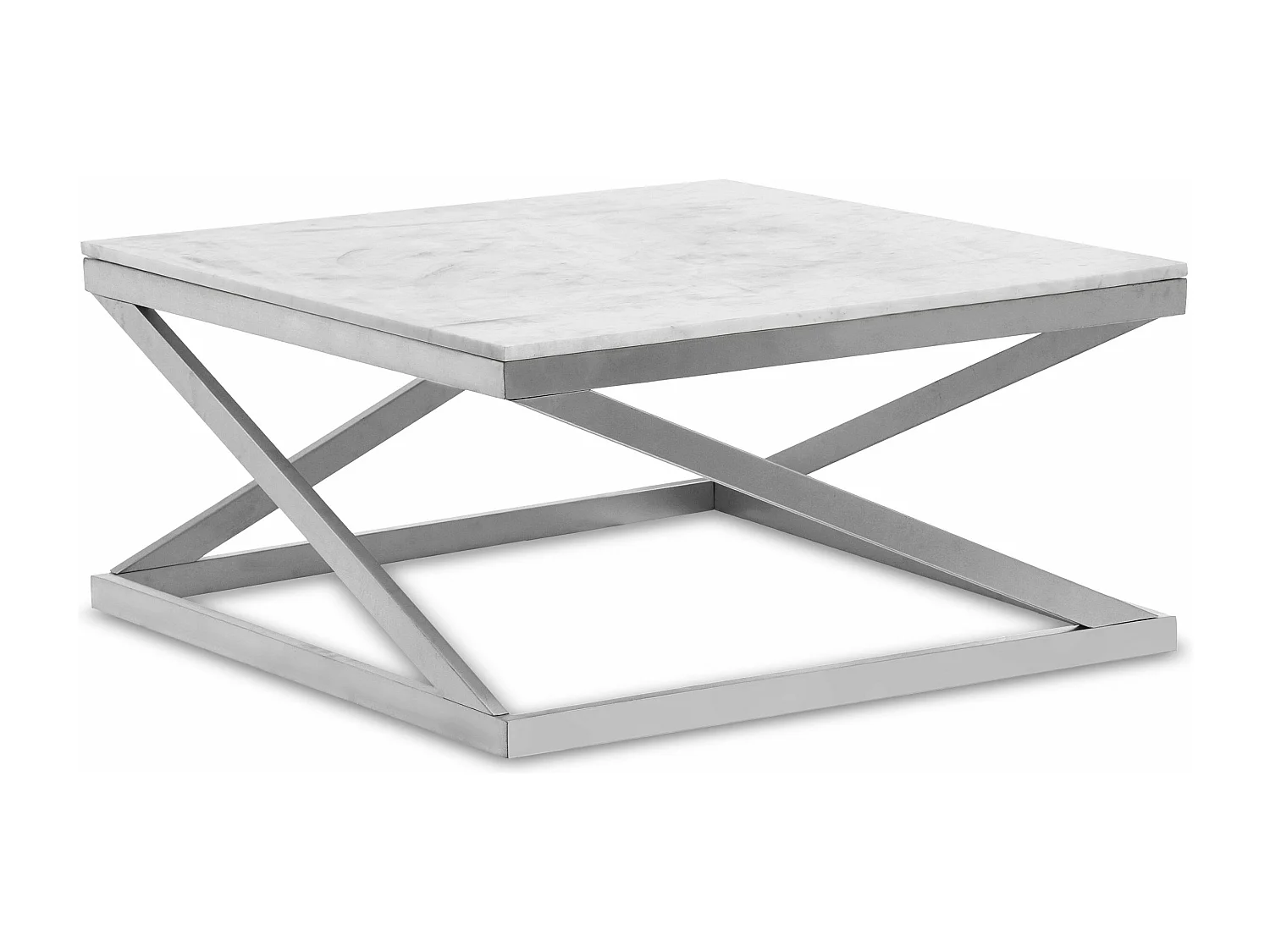 Table basse Paliano Marbre Blanc et pieds Argent