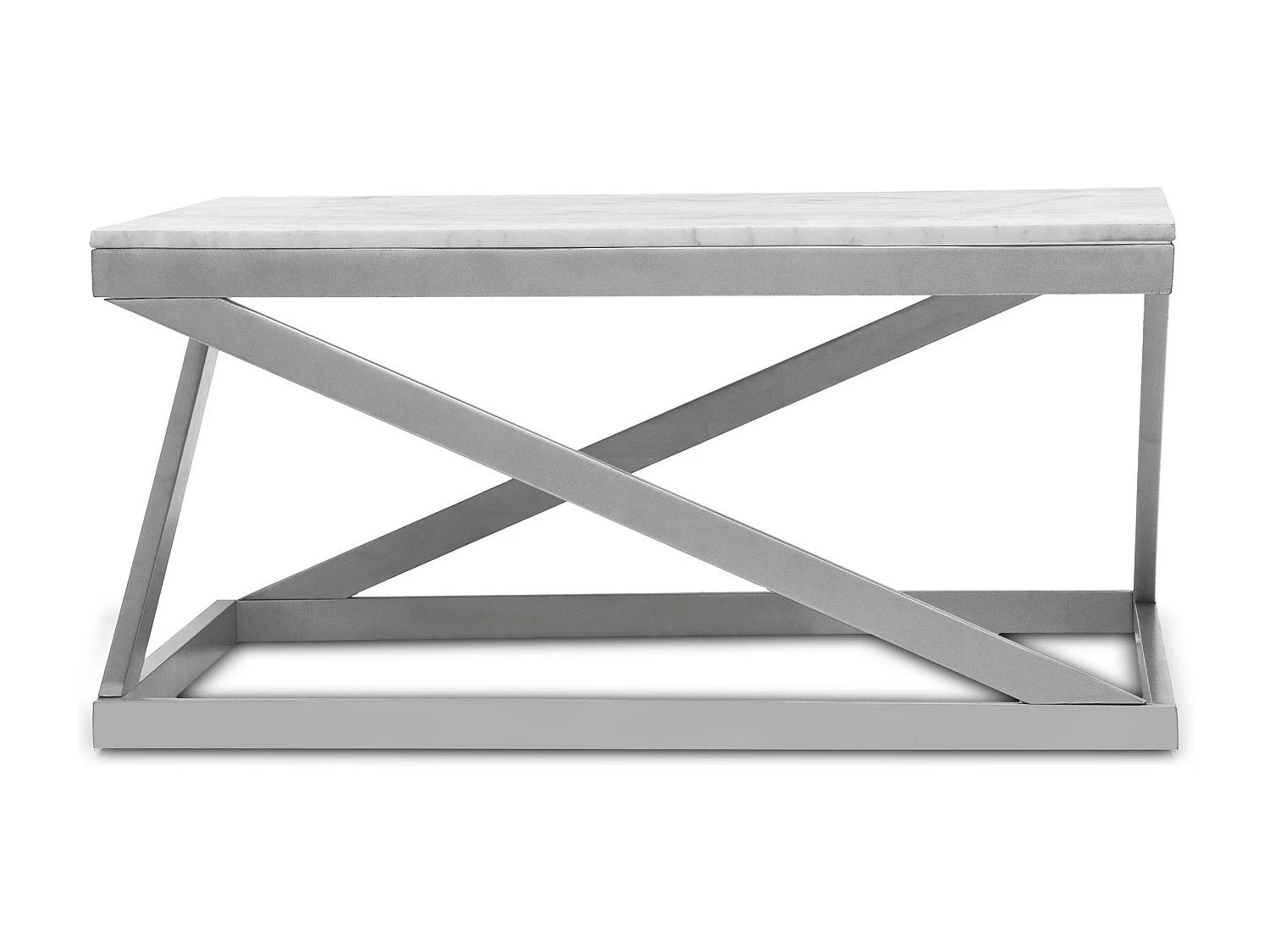 Table basse Paliano Marbre Blanc et pieds Argent