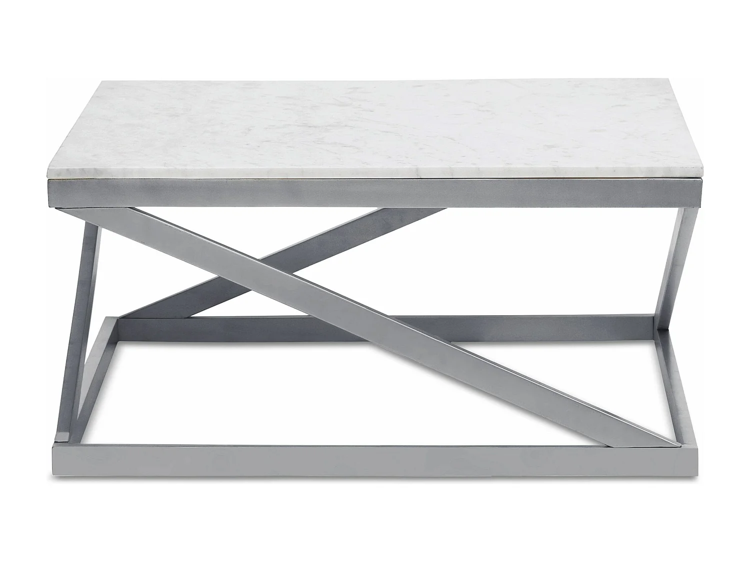Table basse Paliano Marbre Blanc et pieds Argent
