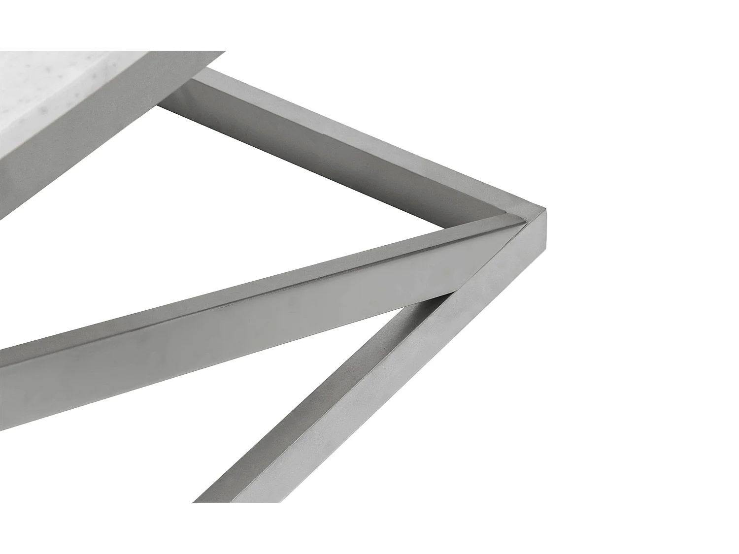 Table basse Paliano Marbre Blanc et pieds Argent