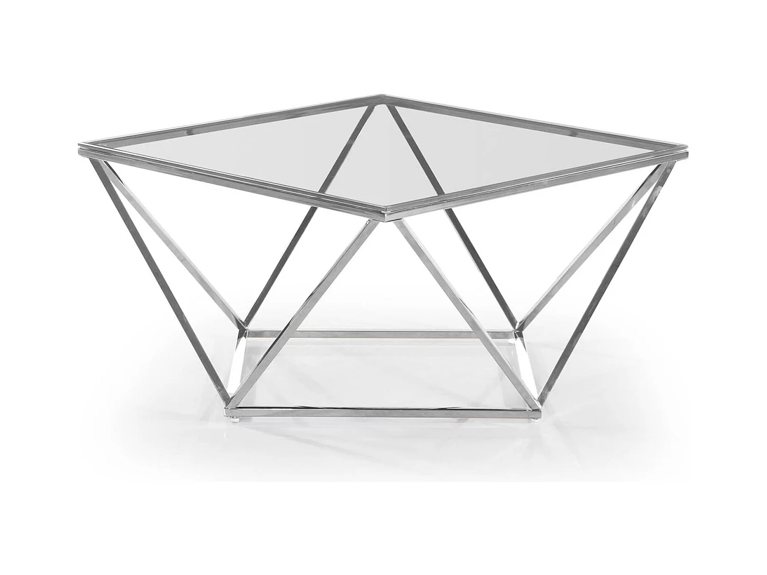 Table Basse Design en Verre "Luna" 80cm Argent