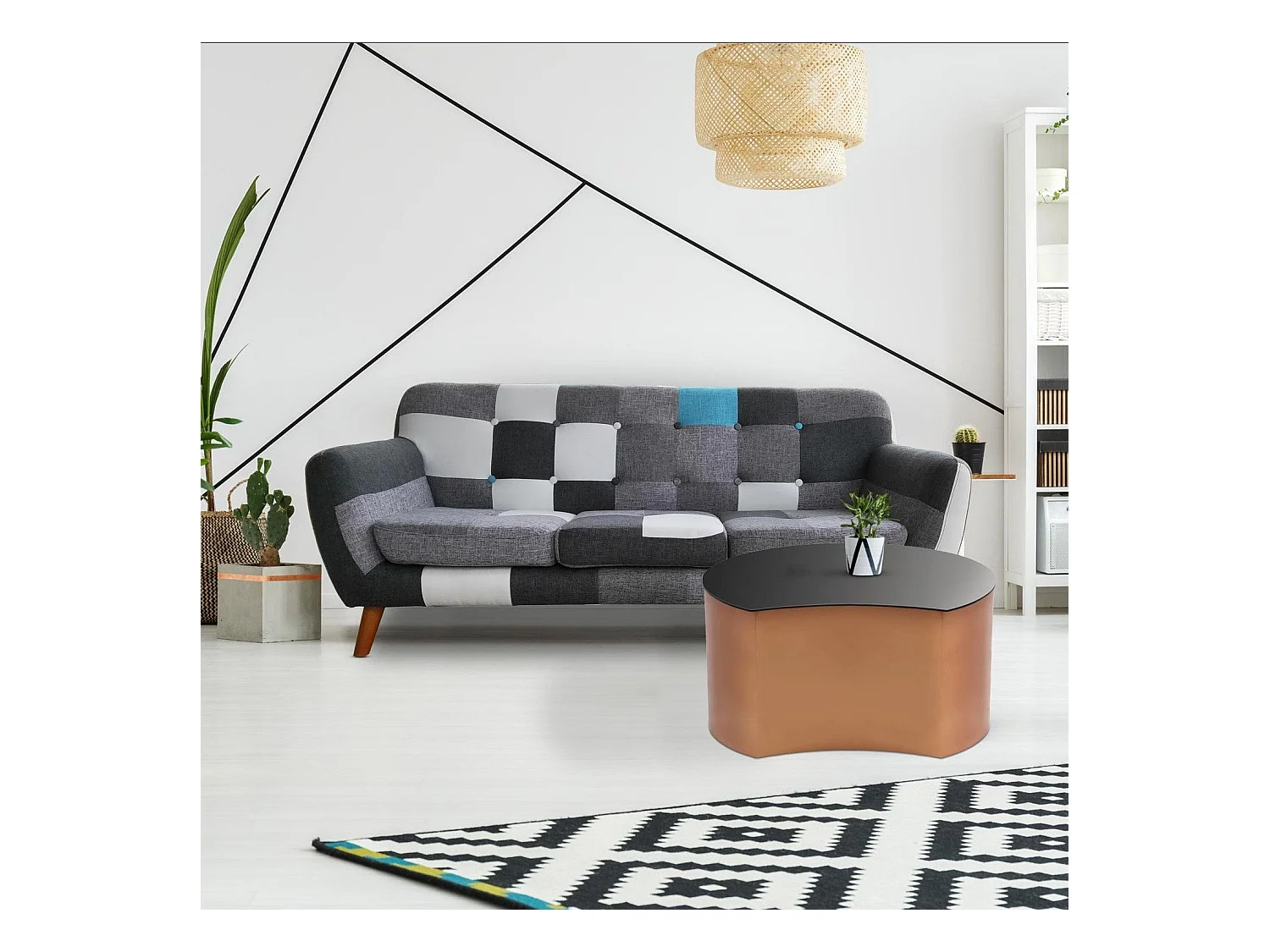 Table Basse Design "Sela" 63cm Cuivre & Noir