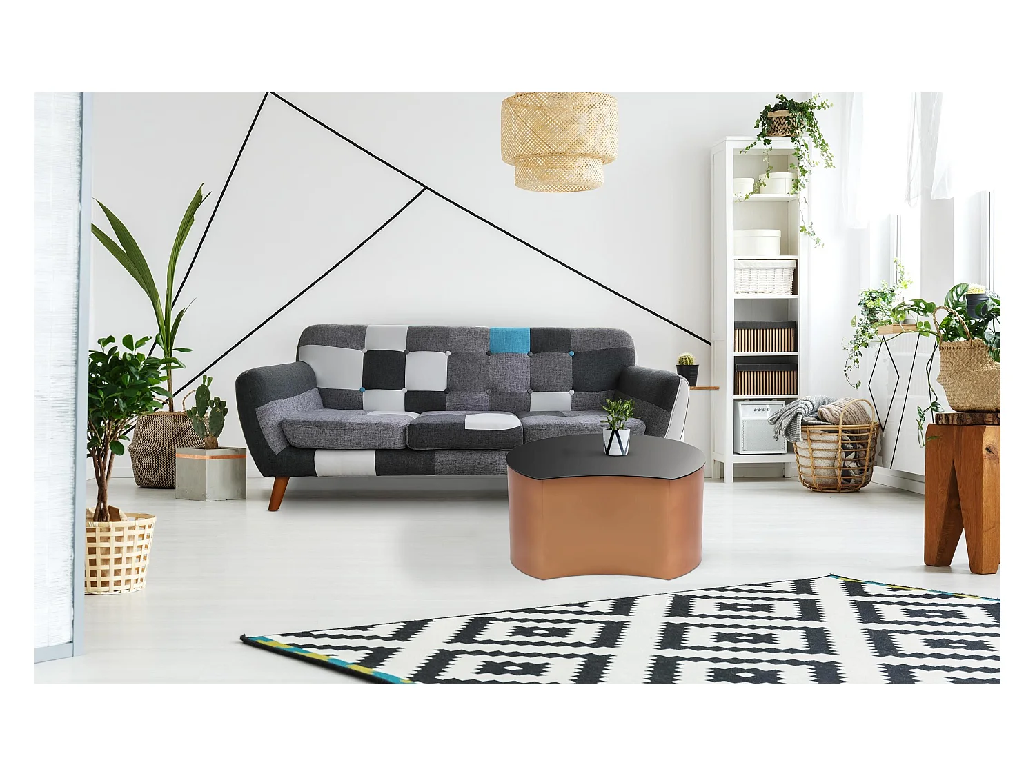 Table Basse Design "Sela" 63cm Cuivre & Noir