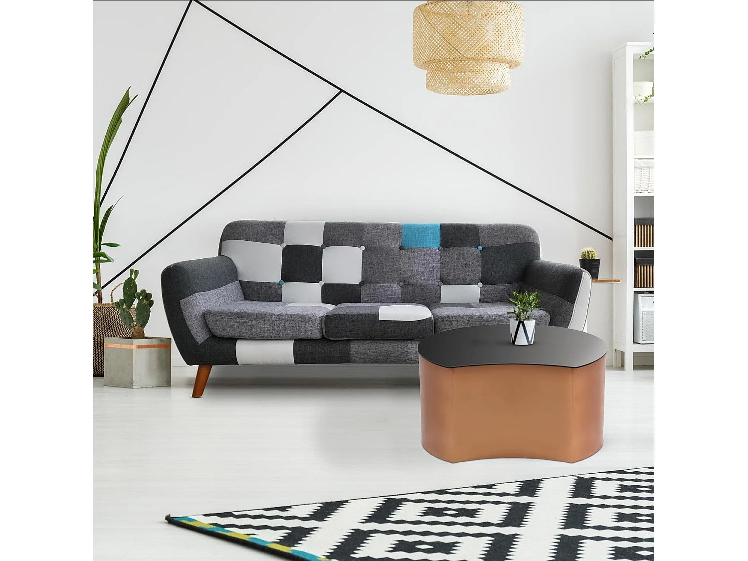 Table Basse Design "Sela" 63cm Cuivre & Noir