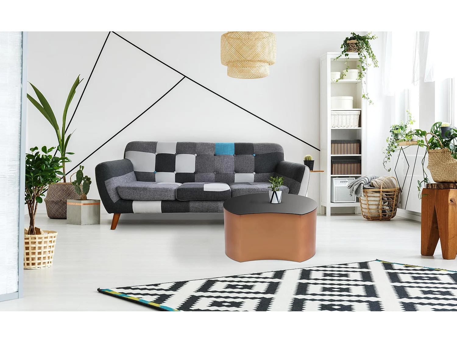 Table Basse Design "Sela" 63cm Cuivre & Noir