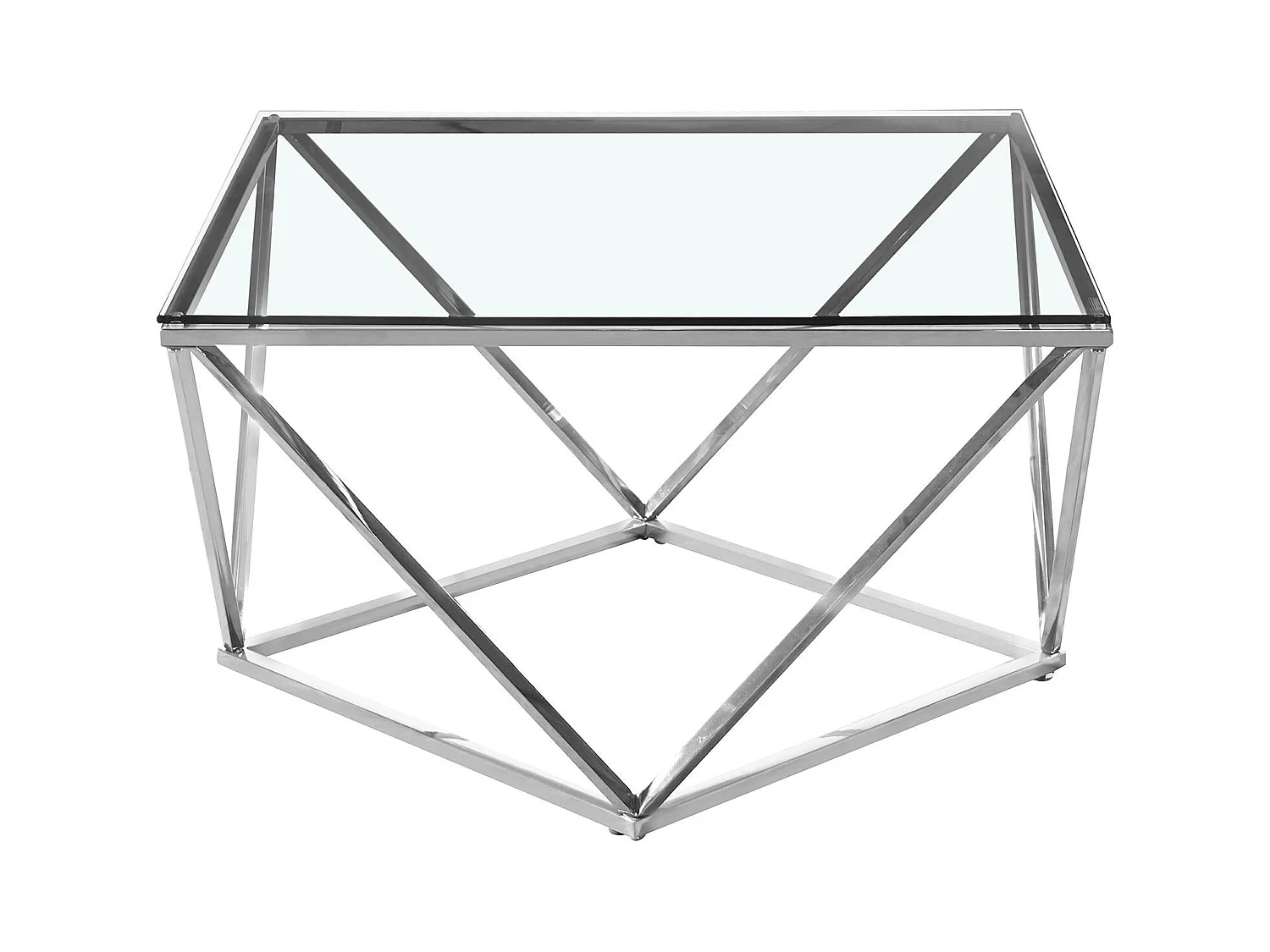 Tavolino Louana in vetro trasparente e gambe argento